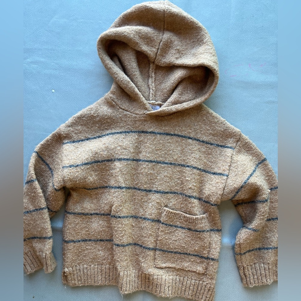 Zara brown striped knit hoodie